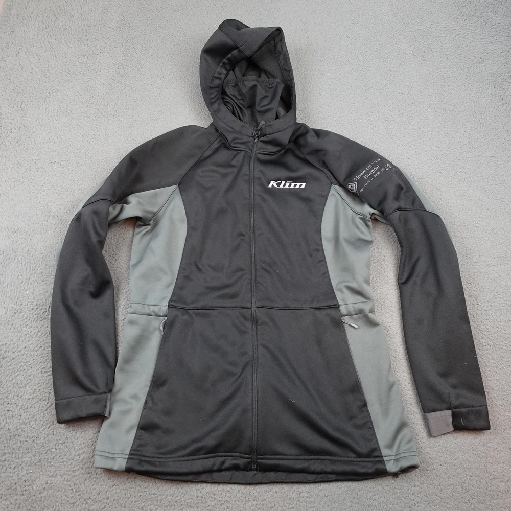 Klim Evolution Jacket Womens Large Black Gray Hooded Softshell Fleece Lined